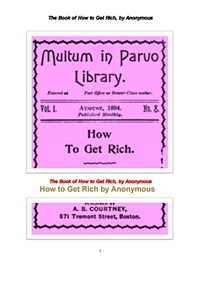 부자가 되는 방법, 백년 전에. The Book of How to Get Rich, by Anonymous